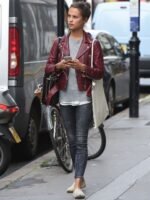 Alicia Vikander Gots tom Lorenzo Leather Jacket