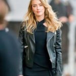 Amber Heard Black Biker Leather Jacket