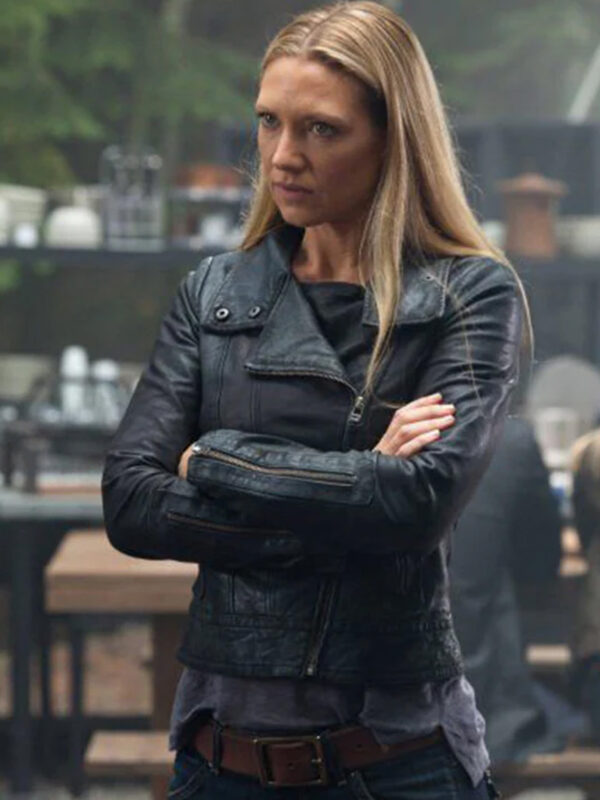 Anna Torv Fringe TV Series Black Leather Jacket