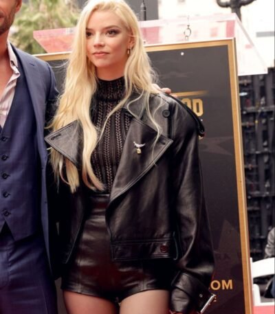 Anya Taylor-Joy Black Biker Leather Jacket