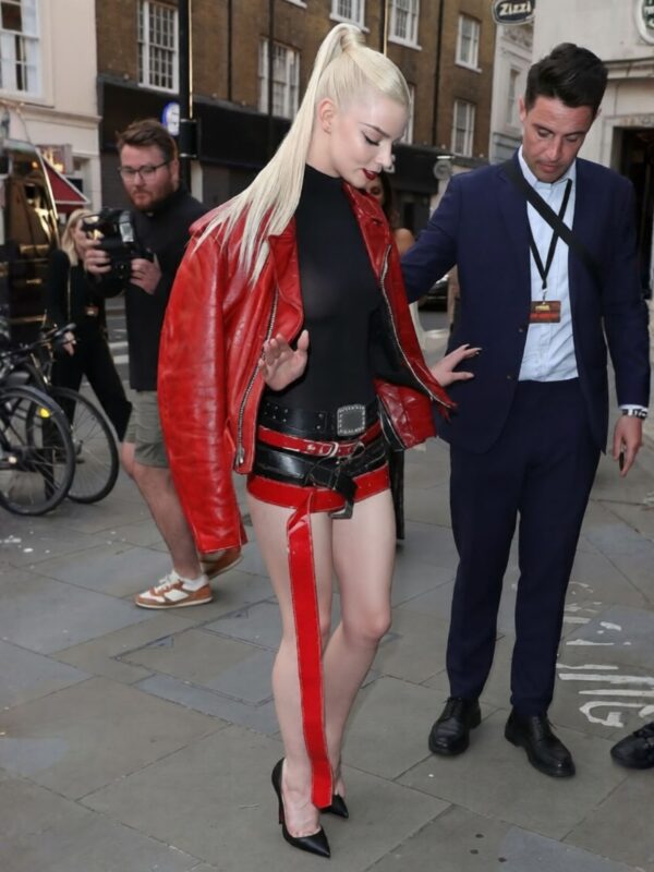 Anya Taylor-Joy Red Leather Jacket