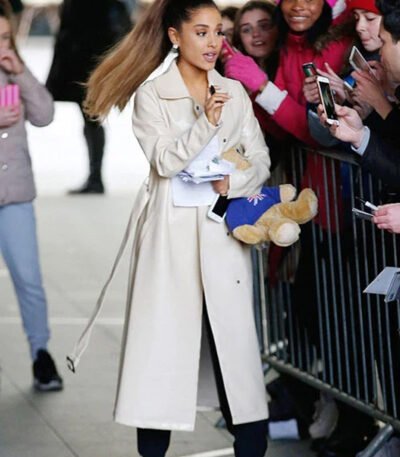 Ariana Grande Long Leather Coat