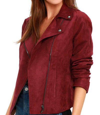Arrow Season 5 Willa Holland Red Suede Leather Jacket