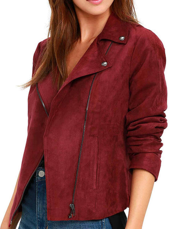 Arrow Season 5 Willa Holland Red Suede Leather Jacket