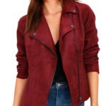 Arrow Season 5 Willa Holland Red Suede Leather Jacket