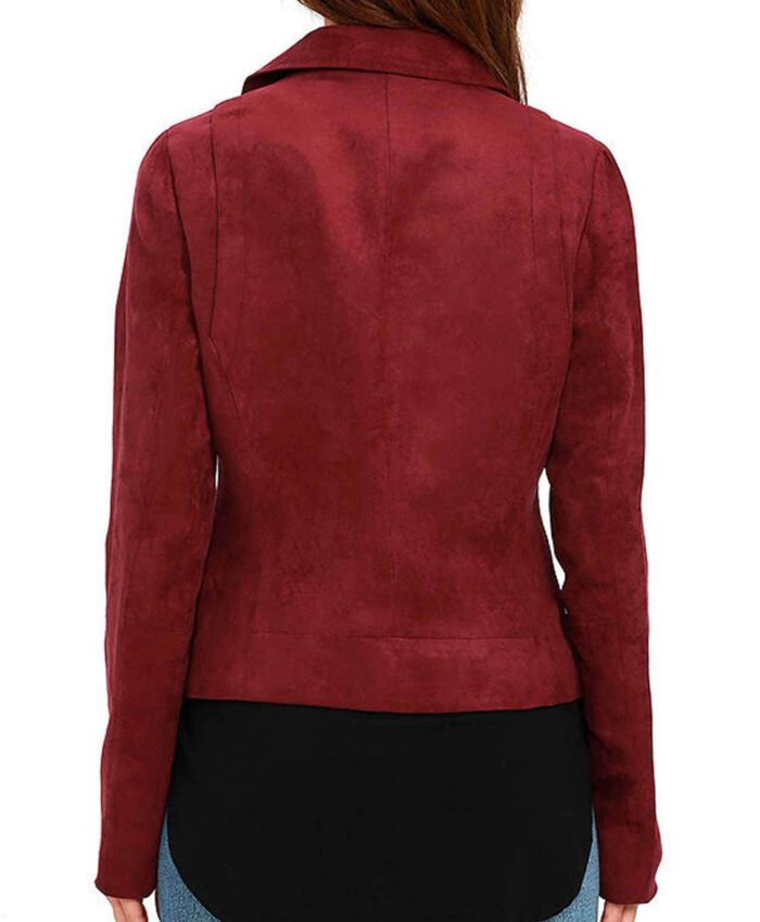 Arrow Season 5 Willa Holland Red Suede Leather Jacket