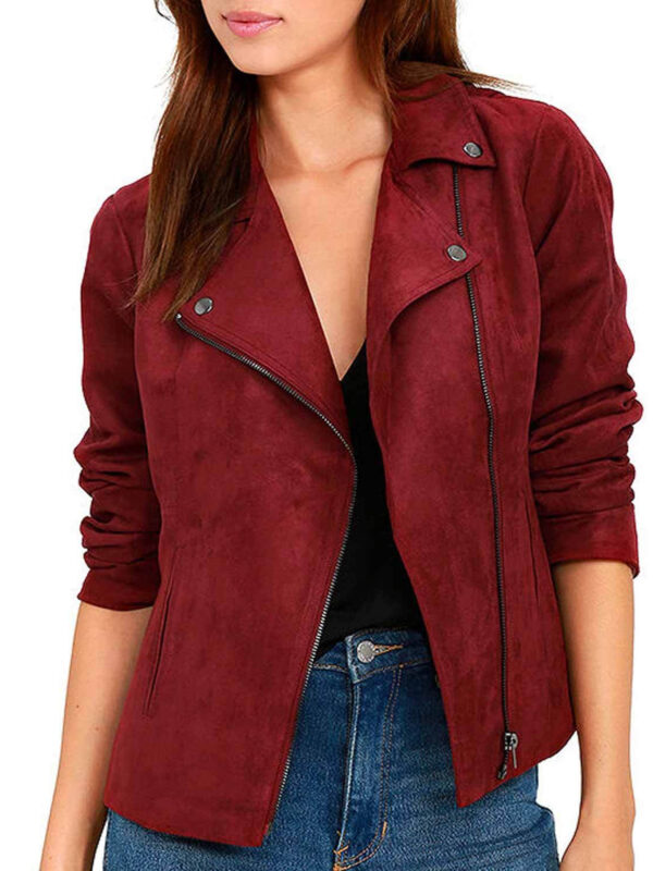 Arrow Season 5 Willa Holland Red Suede Leather Jacket
