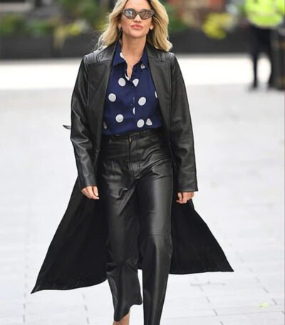 Ashley Roberts Black Leather Long Coat
