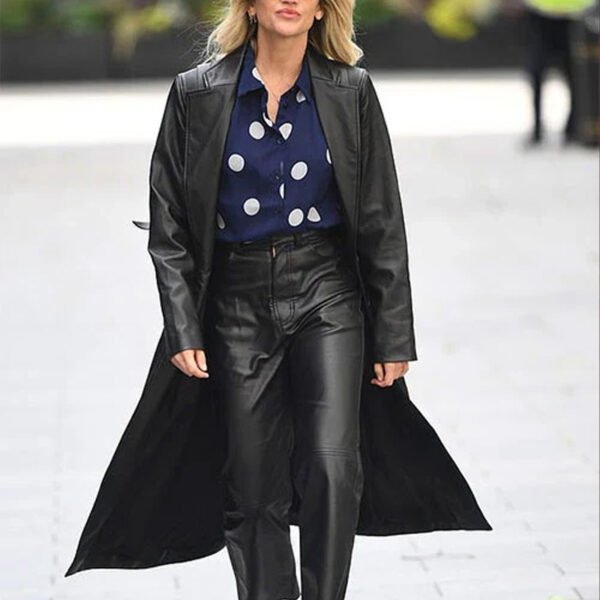 Ashley Roberts Black Leather long coat