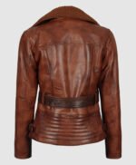 Asymmetrical Ladies Motorcycle Genuine Fur and Genuine Leather Jacket