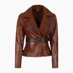 Asymmetrical Ladies Motorcycle Genuine Shearling Leather Jacket