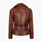 Asymmetrical Ladies Motorcycle Genuine Shearling Leather Jacket