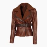 Asymmetrical Ladies Motorcycle Genuine Shearling Leather Jacket