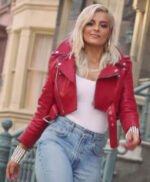 Bebe Rexha The Way I Are Red Cropped Leather Jacket