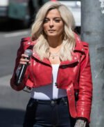 Bebe Rexha The Way I Are Red Cropped Leather Jacket