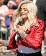 Bebe Rexha The Way I Are Red Cropped Leather Jacket