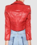 Bebe Rexha The Way I Are Red Cropped Leather Jacket