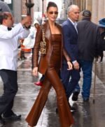 Bella Hadid Brown Leather Blazer
