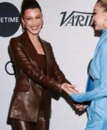 Bella Hadid Brown Leather Blazer
