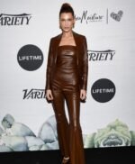 Bella Hadid Brown Leather Blazer