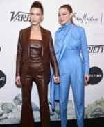 Bella Hadid Brown Leather Blazer