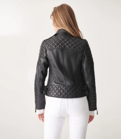 Black Biker Leather Jacket For Women