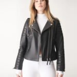 Black Biker Leather Jacket For Women