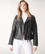 Black Biker Leather Jacket For Women