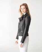 Black Biker Leather Jacket For Women