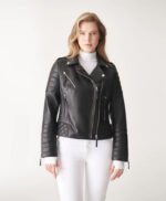 Black Biker Leather Jacket For Women