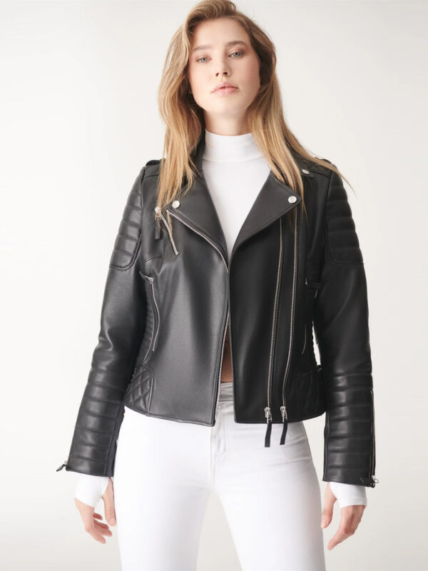 Black Biker Leather Jacket For Women