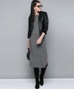 Black Bomber Leather Jacket For Women