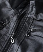 Black Bomber Leather Jacket For Women