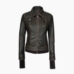 Black Genuine Lambskin Leather Hooded Bomber Jacket