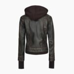 Black Genuine Lambskin Leather Hooded Bomber Jacket