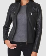 Black Leather Biker Jacket Womens