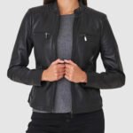 Black Leather Biker Jacket Womens