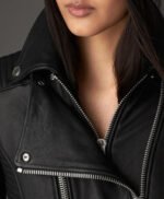 Black Moto Stylish Lamb Leather Jacket