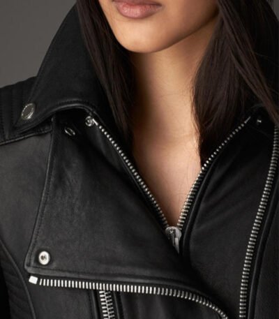 Black Moto Stylish Lamb Leather Jacket
