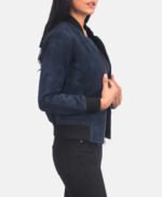 Blue Suede Bomber Jacket