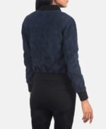 Blue Suede Bomber Jacket
