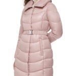 Blush Belted Puffer With Funnel Neck