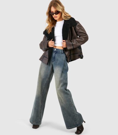 Borg Lined Aviator Jacket