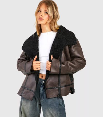 Borg Lined Aviator Jacket