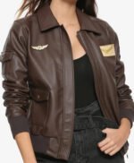 Brie Larson Captain Marvel Flight Bomber Leather Jacket