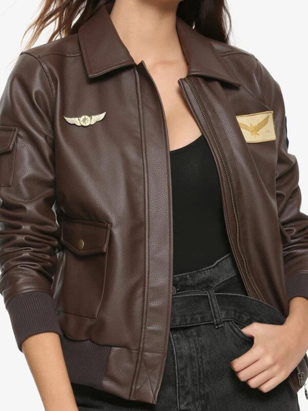 Brie Larson Captain Marvel Flight Bomber Leather Jacket