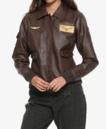 Brie Larson Captain Marvel Flight Bomber Leather Jacket