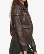 Brie Larson Captain Marvel Flight Bomber Leather Jacket