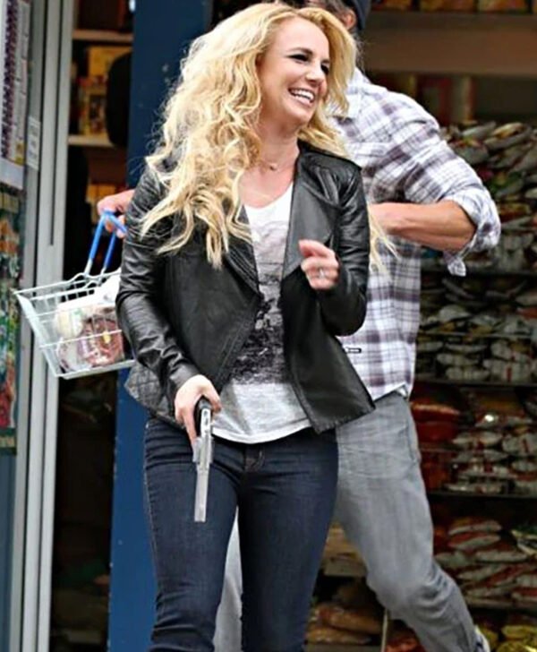 Britney Spears Black Leather Jacket