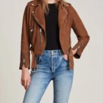 Brown Suede Leather Biker Jacket